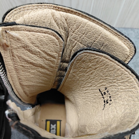 VTG 90s GBX Leather Boots Buckles SZ 8 Combat Moto Biker Punk Goth Emo Grunge - Picture 13 of 16